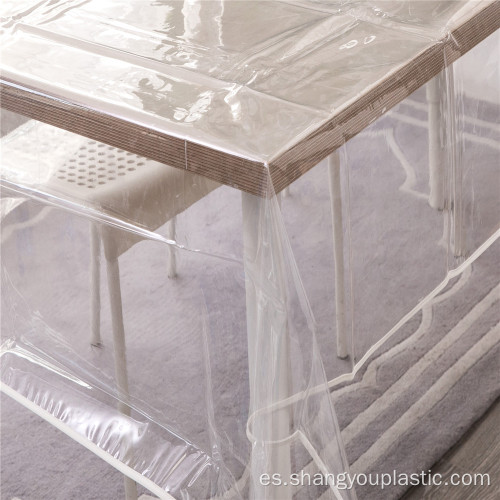 Venta caliente transparente PVC mantel con borde de costura